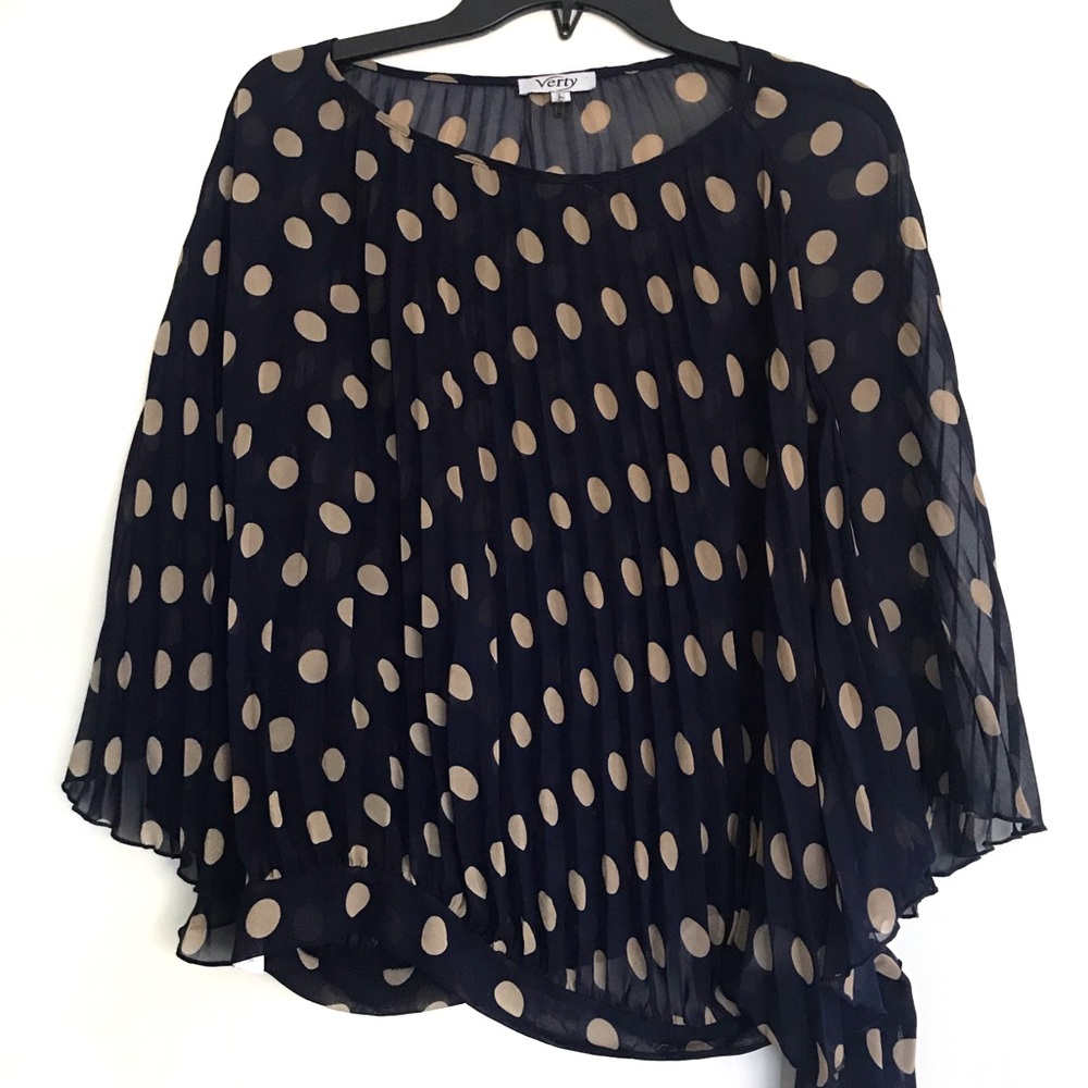 Verty Blue Polka Dot Mesh Top